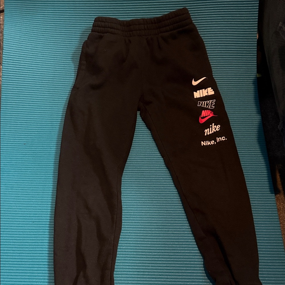 Nike Kids Black and Pink Logo Joggers